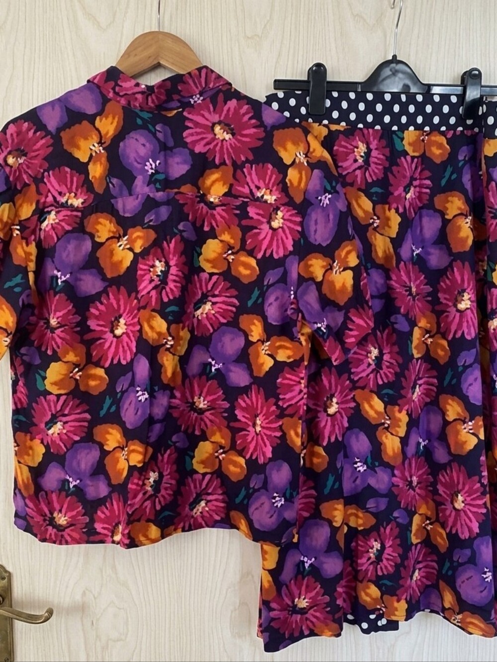 Vintage CHAUS 2pc Set Floral Polka Dot Midi Skirt Blouse Whimsigoth 6 - Picture 3 of 3